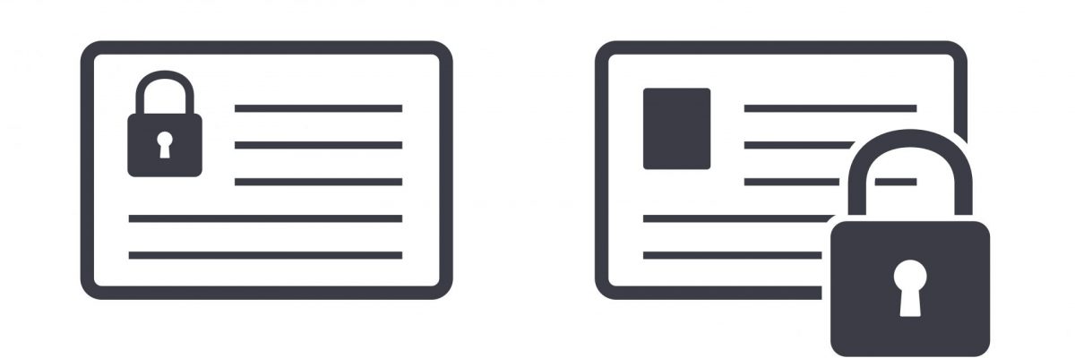 Dieses Bild zeigt eine Vektorgrafik mit Ausweis und Sicherheitsschloss.