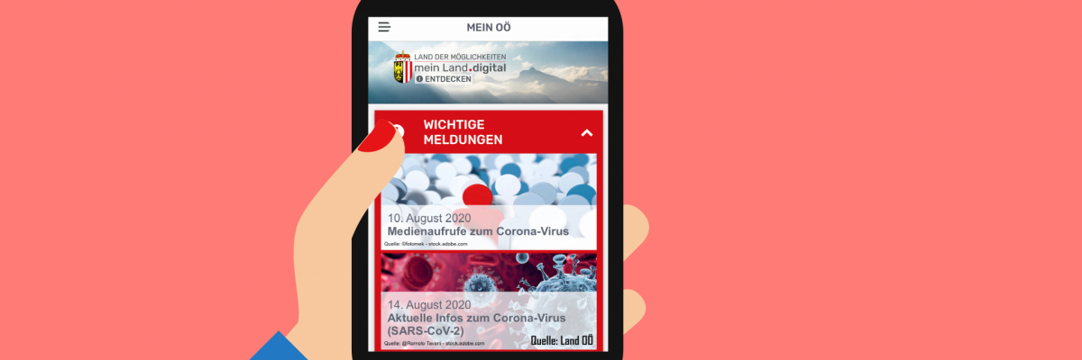 Dieses Bild zeigt die Startseite der Bürgerservice App "Mein OÖ". (Quelle Screenshot: Land OÖ)