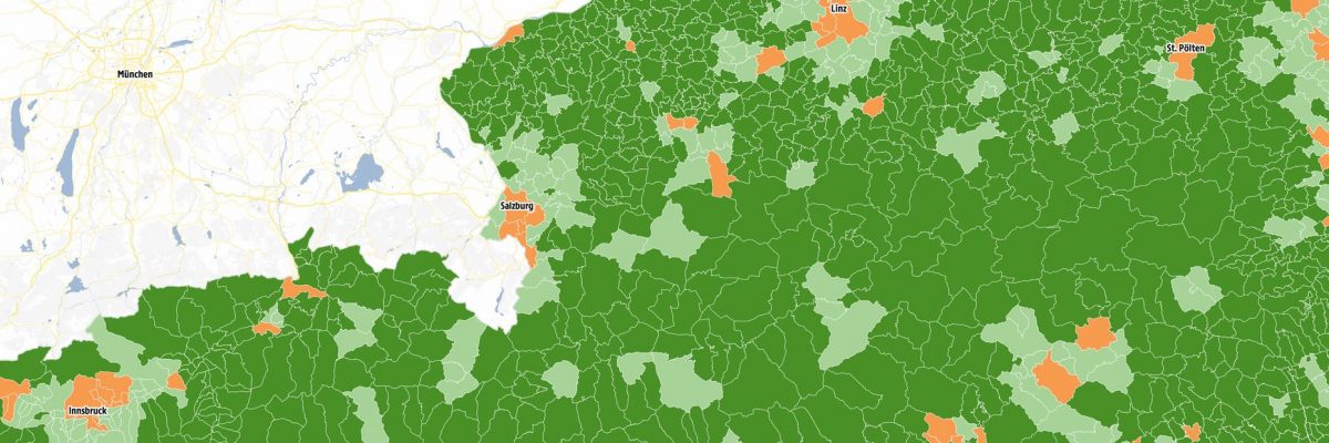 Dieses Bild zeigt Österreich eingeteilt in die Klimabonus-Stufen.