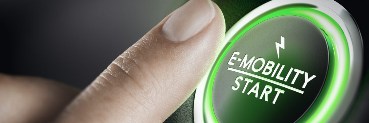 Dieses Bild zeigt einen Start-Knopf mit der Aufschrift "E-Mobility Start".