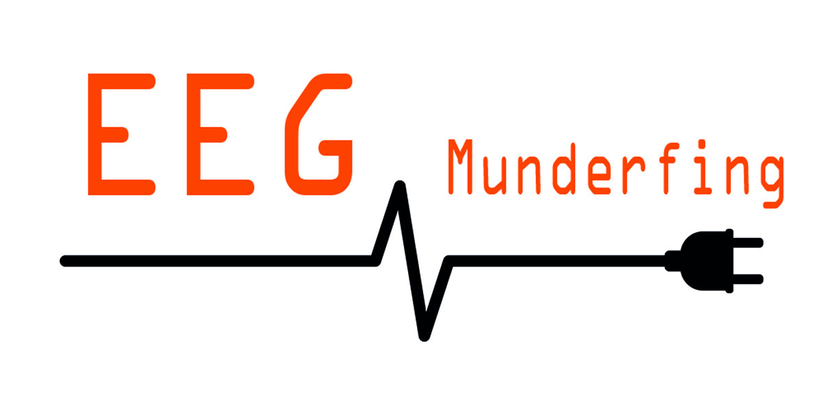 Das Logo zeigt die Buchstaben EEG in oranger Farbe platziert auf einem Stromkabel