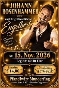 JOHANN ROSENHAMMER LIVE - So. 15.11.2026 um 16:30 Uhr