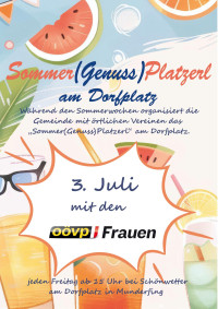 Sommer(Genuss)Platzerl von der ÖVP Frauenbewegung - Fr. 03.07.2026 um 15:00 Uhr