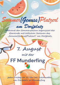Sommer(Genuss)Platzerl von der FF Munderfing - Fr. 07.08.2026 um 15:00 Uhr