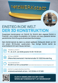 Workshop "Einstieg in die Welt der 3D Konstruktion" - Fr. 17.07.2026 um 15:00 Uhr