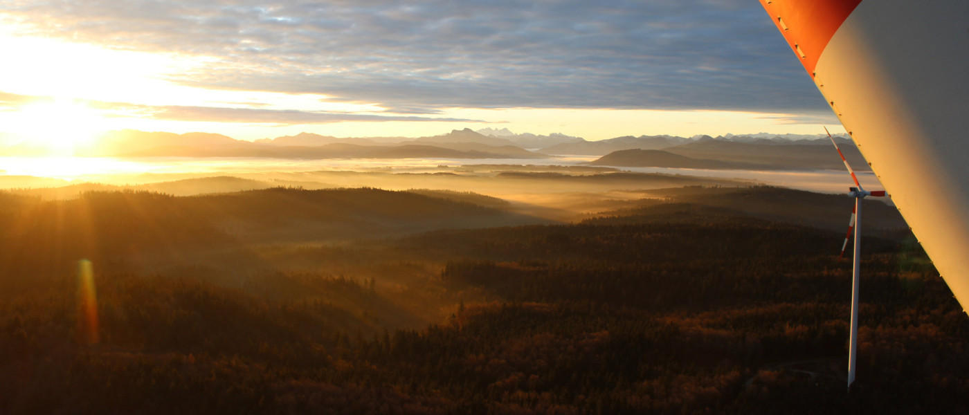 ein Landschaftsfoto aufgenommen von der Webcam am Windrad