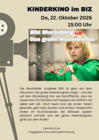 Kinderkino - Bibi Blocksberg: Das große Hexentreffen - Do. 22.10.2026 um 15:00 Uhr