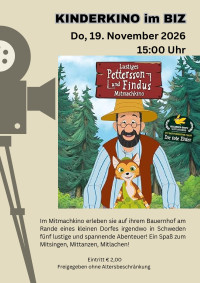 Kinderkino - Pettersson und Findus - Das lustige Pettersson und Findus Mitmachkino - Do. 19.11.2026 um 15:00 Uhr